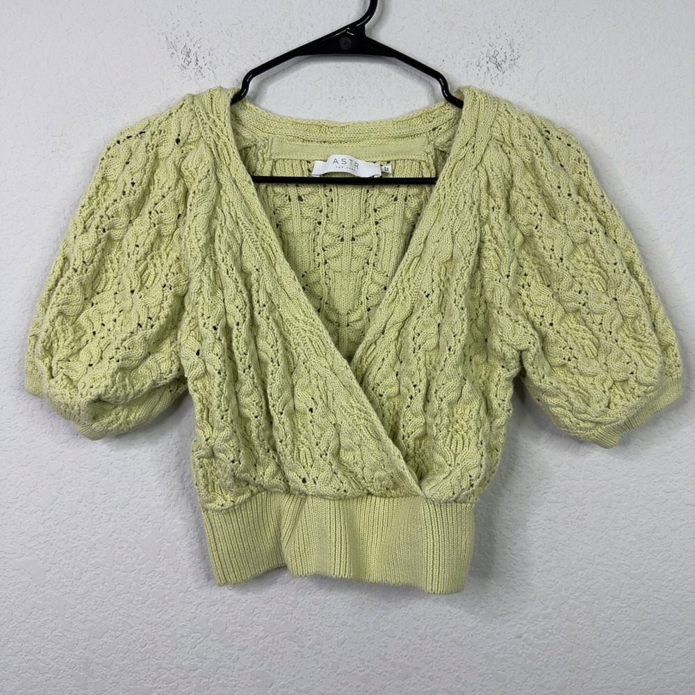 ASTR Sweater Womens‎ S Yellow Cable Knit Wrap Romantic Boho Cottagecore Feminine